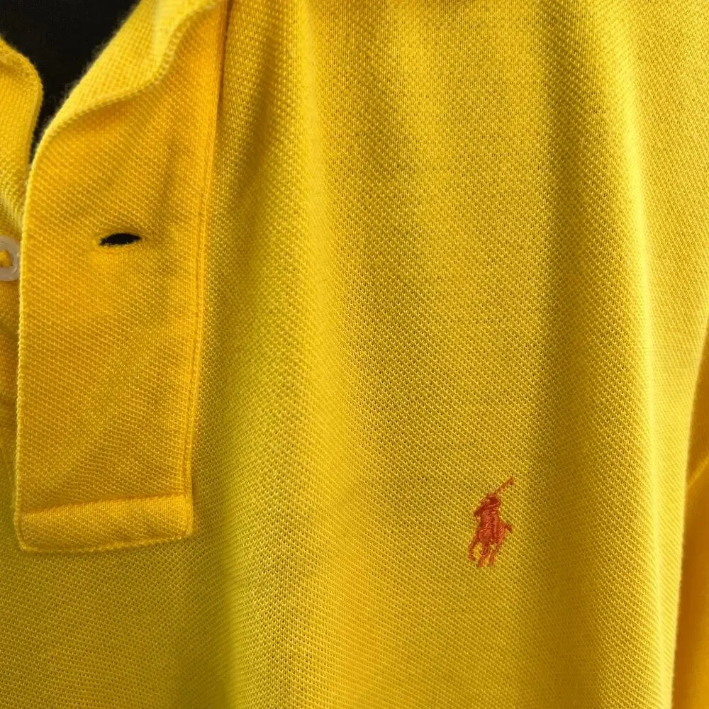 Polo Ralph Lauren Yellow Men's Polo Shirt Cotton Collared Short Sleeve Size XL
